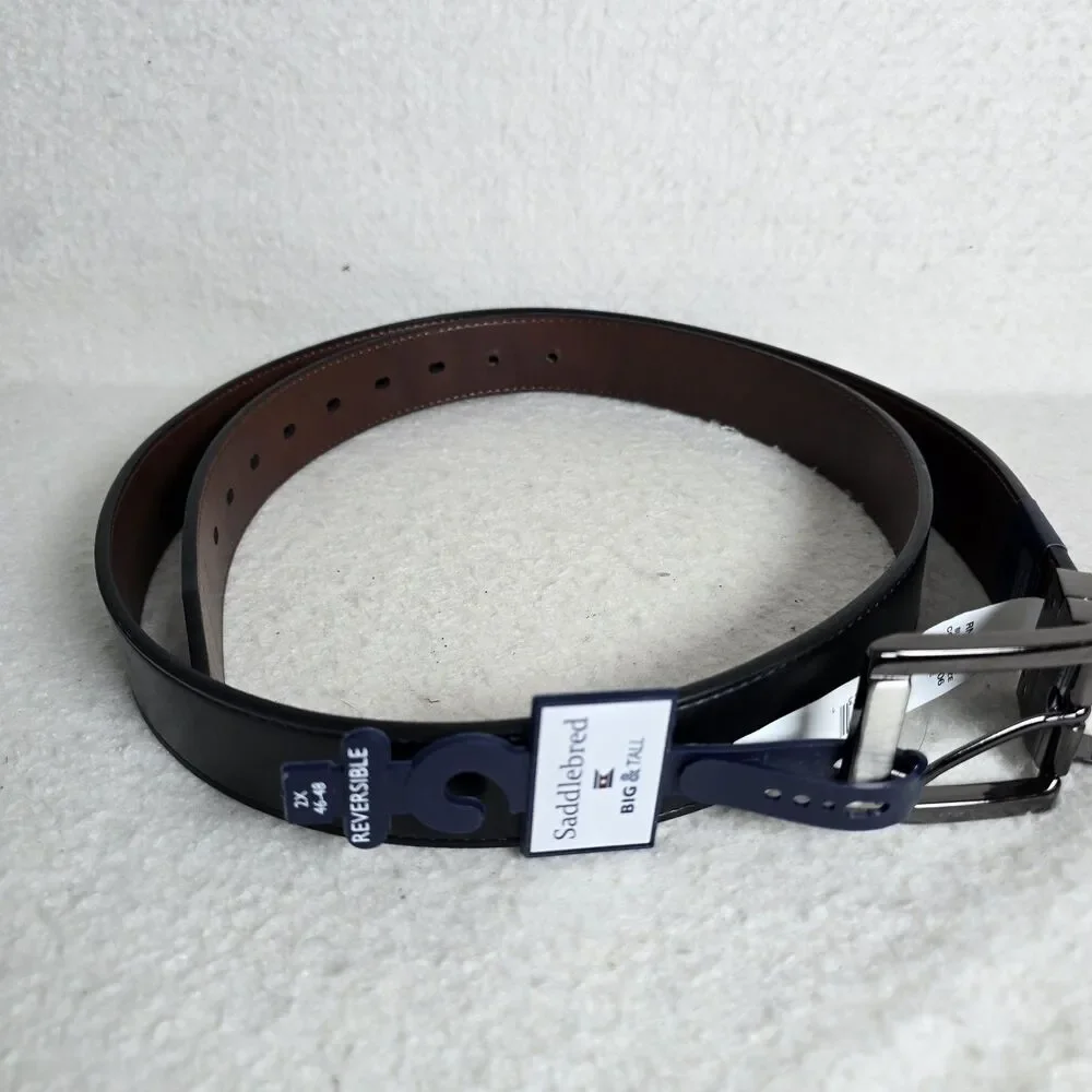 NWT Saddlebred Men's Dress Reversible Belt Black Dark Brown 2X Sz 46-48